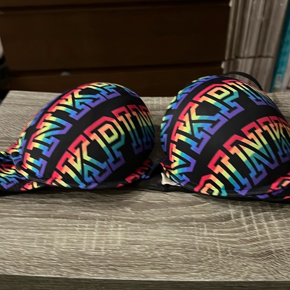 PINK Victoria's Secret Other - Victoria’s Secret Pink logo rainbow lettering push up bra